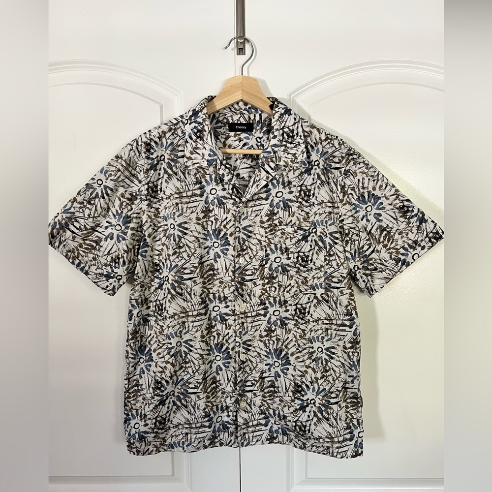 Theory Printed Camp Collar Shirt